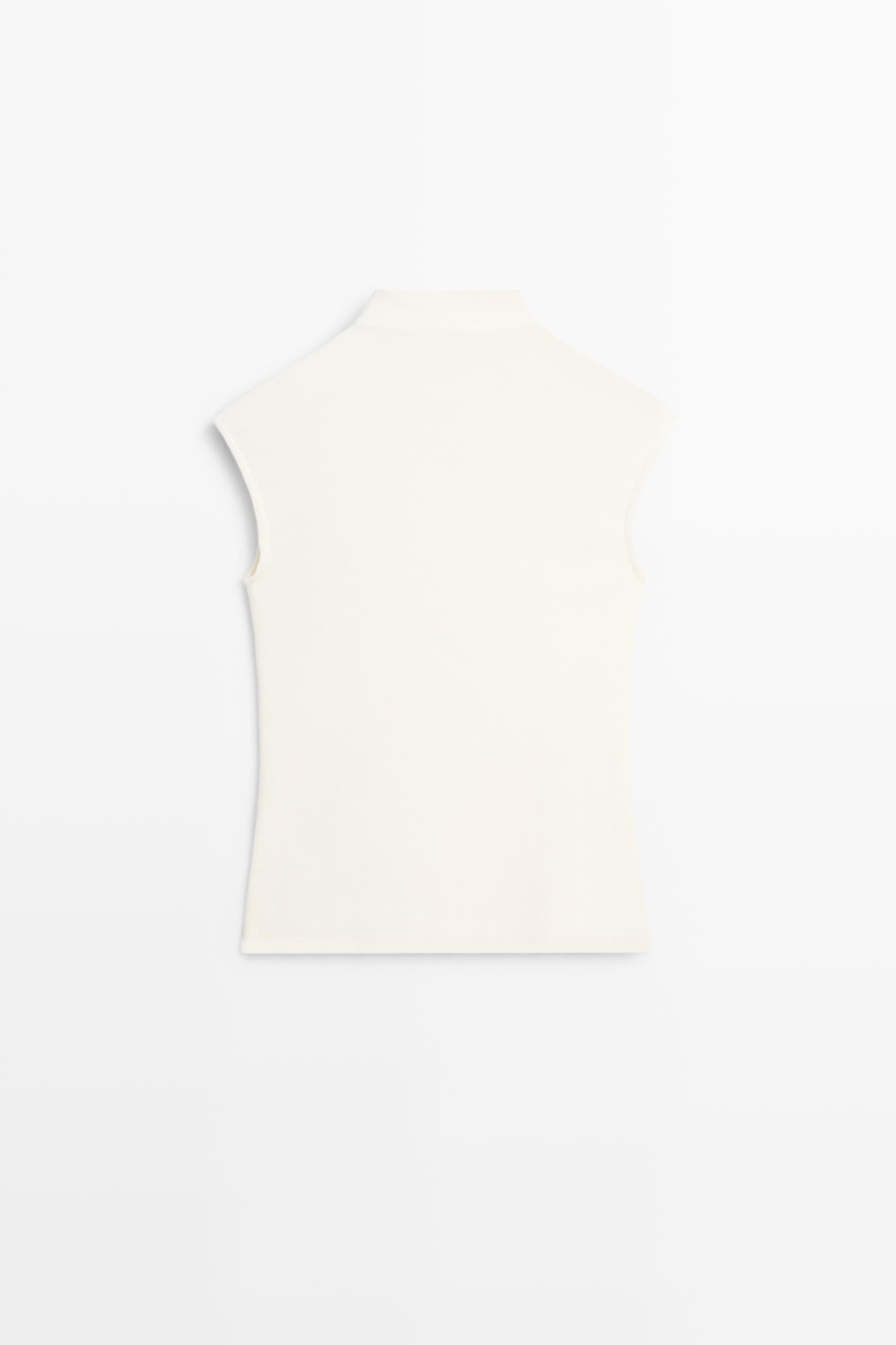 Top à col cheminée en maille extensible